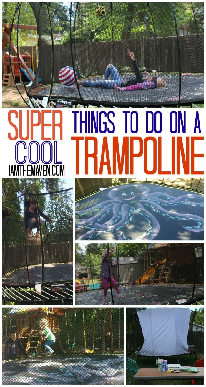 There's more to a trampoline than just bouncing. Check out how to turn your trampoline into a movie theater, or a chalkboard or lots of other ideas! #SpringfreeFamily #Sponsored