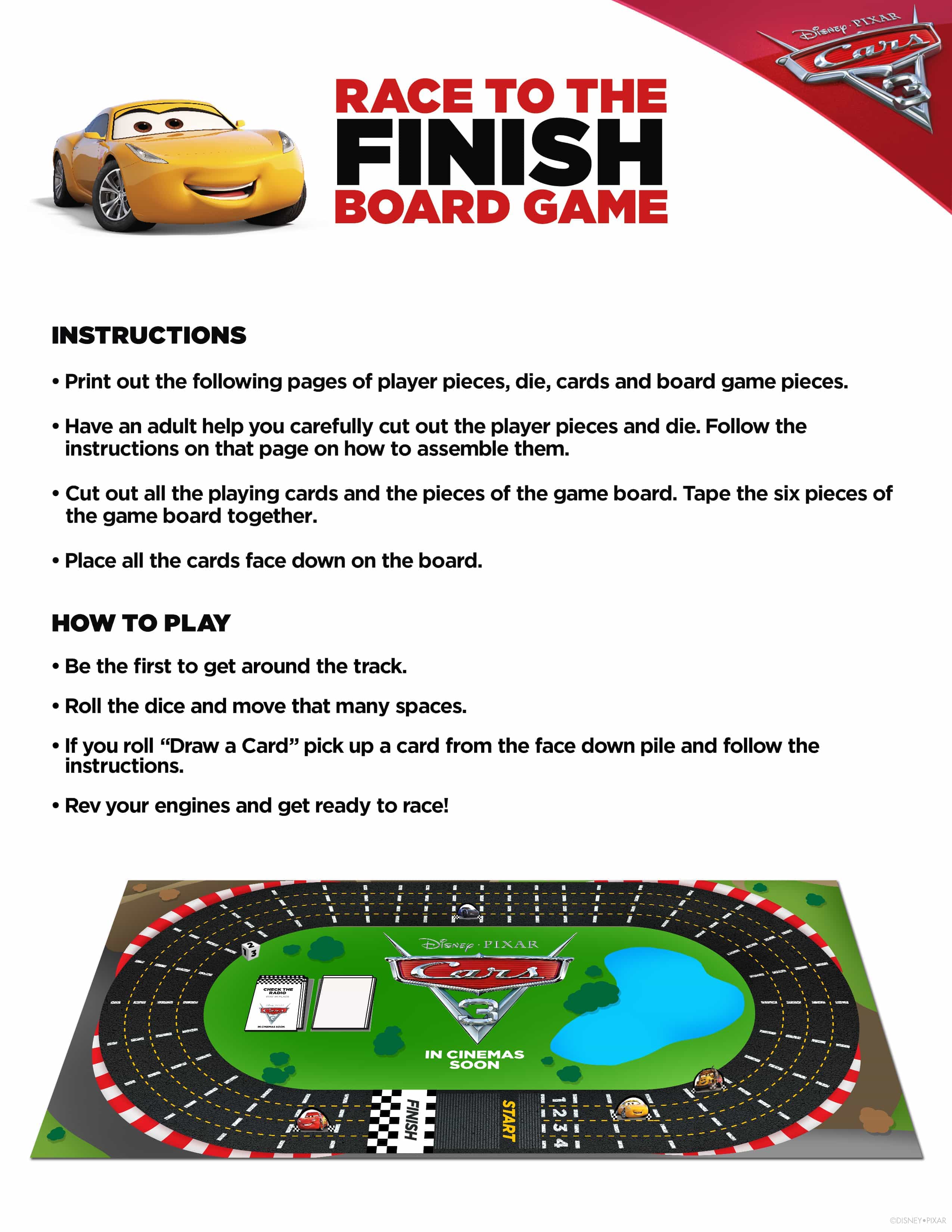 Cars 3 Race to the Finish Board Game