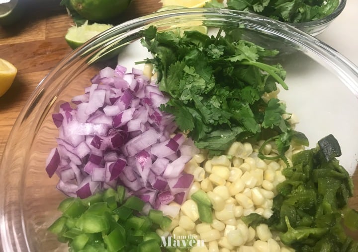 corn salsa ingredients in bowl